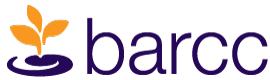 Logo featuring an abstract orange plant with three leaves growing from a purple circle, next to the lowercase word 