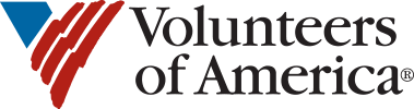 Logo of Volunteers of America, featuring a stylized blue and red emblem to the left of the organization's name in black text on a white background, ideal for use in Further Digital projects.