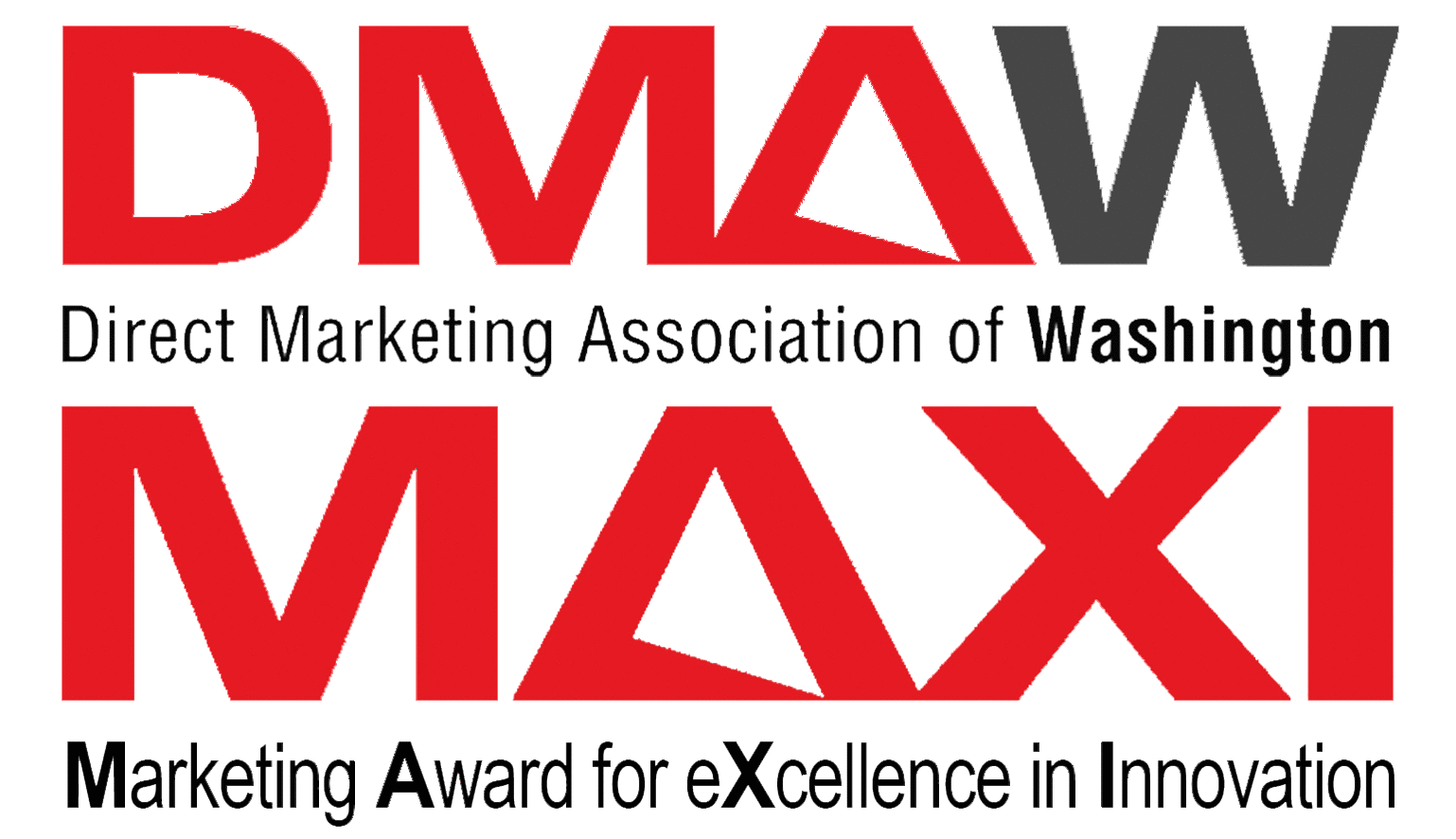 Logo for the Direct Marketing Association of Washington (DMAW) MAXI Awards—Marketing Award for eXcellence in Innovation. Discover Further Digital achievement and celebrate groundbreaking marketing excellence.
