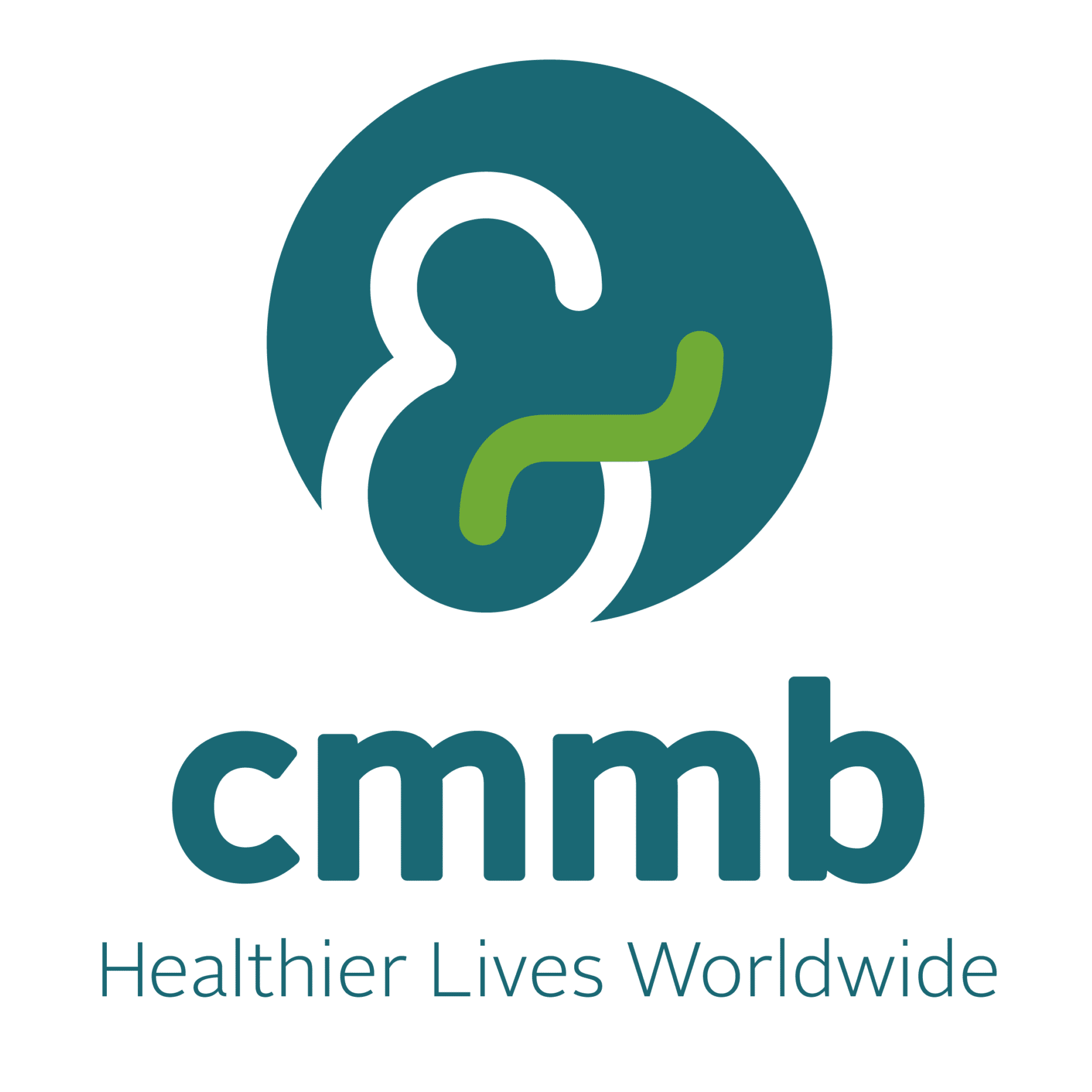 CMMB logo with abstract teal and green design above the lowercase letters 